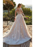 Elegant Sheer O-neck Wedding Dresses for Bride Lace Long Sleeves Appliques A Line Bridal Gowns
