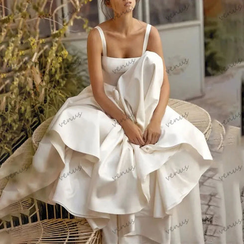 Charming Wedding Dresses A-Line Satin Bridal Gowns Elegant