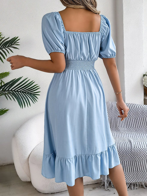 Women's Midi Dresses Casual Square Neck Ruffle Edge Dress