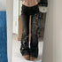 Floral Embroidery Vintage Low Rise Flared Jeans Women