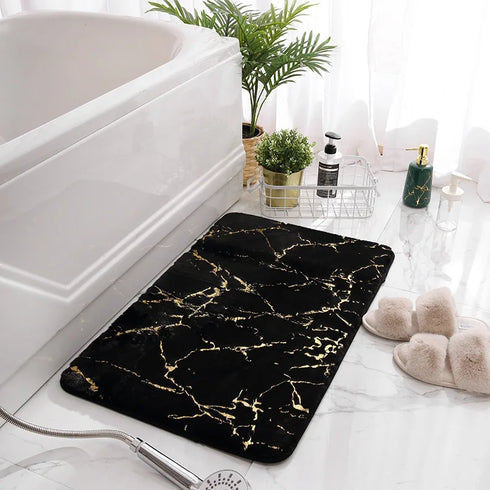 Marble Bathroom Rugs Nonslip Soft Rabbit Fur Bath Mats for Luxurious Bathroom Decor