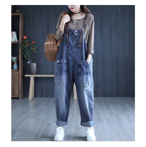 Casual Vintage Loose Fit Jeans for Women – Effortless Spring and Autumn Style with Age-Reducing Denimbib Design for Chic Fall Outfits