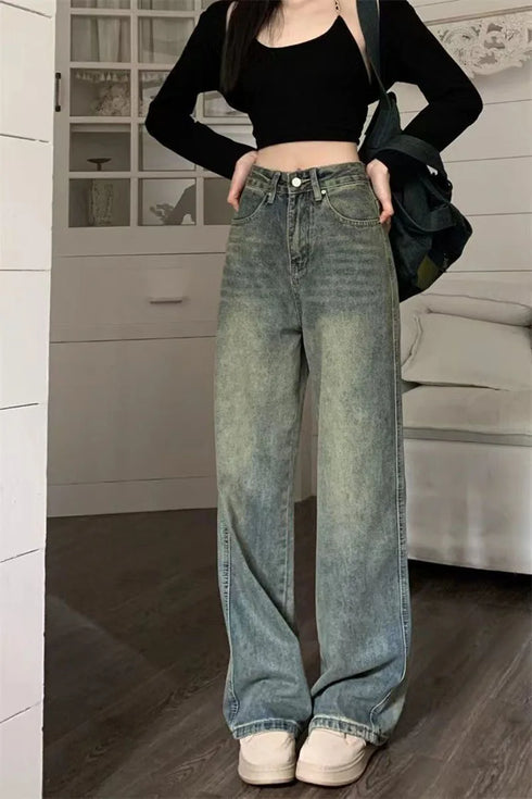 Vintage Wide Leg Jeans for Women - Stylish Casual Trousers Perfect for Spring Streetwear, Loose Fit High Waist Denim Pants Ideal for Effortless Wide Leg Jeans Outfit Inspirations