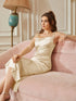 Elegant Satin Cowl Neck Sleeveless Midi Dress With Side Slit Spaghetti Straps Bridesmaids Dress