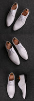 Elegant Plaid Pointed Toe Lace-Up Men's Leather Oxfords - Stylish Casual Business Dress Shoes for Formal Occasions