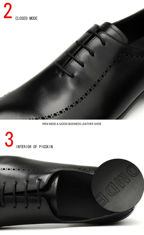 Italian Handmade Men's Oxford Shoes Real Calf Leather Classic Brogue Business Wedding Dress Shoes