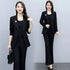 Elegant Women's Blazer and Wide Leg Trouser Suit Set - Classy Two Piece Outfit with Flare Pants for Office and Formal Occasions