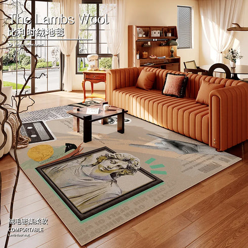 American Retro Cartoon Area Rug for Living Room and Bedroom Decor