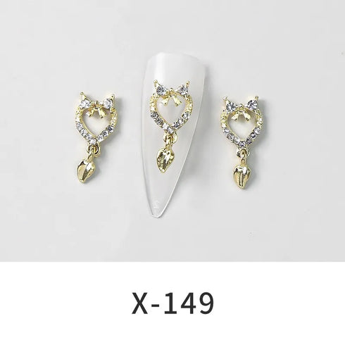 10pcs Devil's Blue Eye Nail Charms with Glitter Rhinestones for Stunning Nail Art Decoration and Manicure Accessories