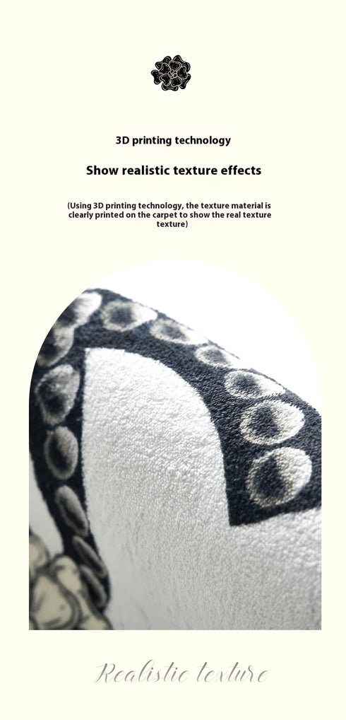 Cashmere Imitated French Oval Bed Rug for Living Room and Study, Dirt Resistant Non-Slip Carpet