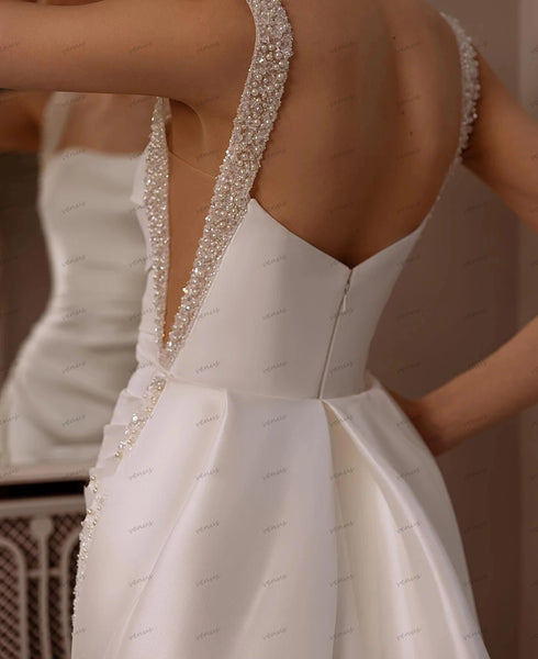 Simple Wedding Dresses Satin Bridal Gowns Elegant Customized