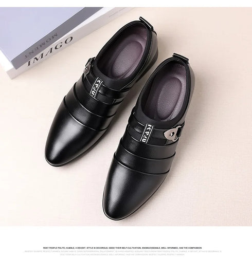 Luxurious Men's Leather Oxfords - Breathable Formal Dress Shoes for Office, Weddings, and Daily Wear, Elegant Slip-On Moccasins with Rubber Outsole