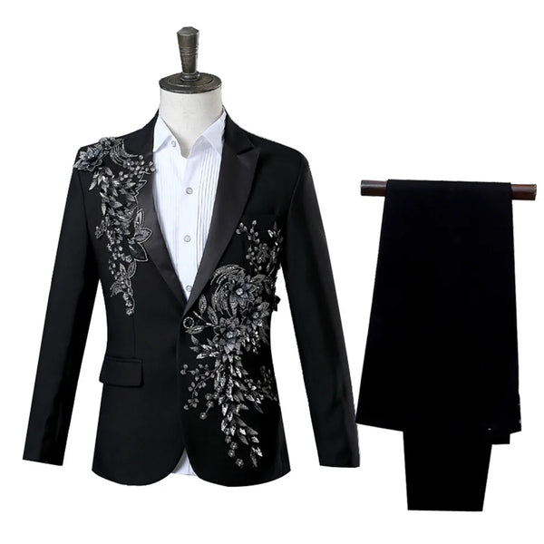 Elegant Chinese Style Men's Suit for Wedding Banquet Dance Prom