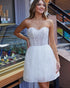 Sweetheart Beaded Sequins Elegant Wedding Dresses for Bride A-line Mini Gown with Sleeve