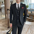 ( Jacket + Vest + Pants ) Prom Groom Tuxedos Male Wedding Suits 3Pcs Set Men's Striped Casual Business Suit