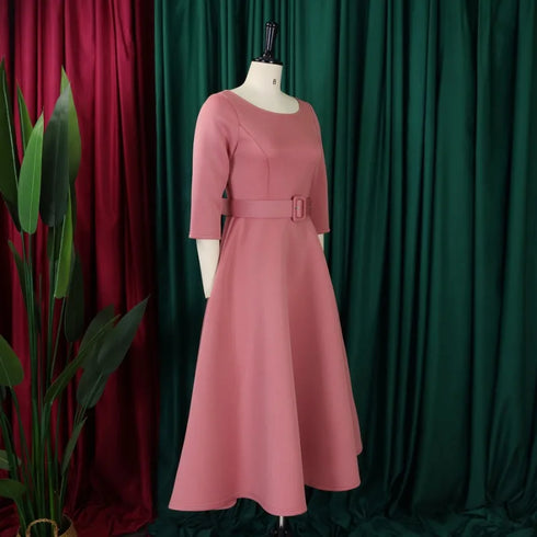Elegant Women Party Dresses A Line with Waist Belt for Classy Office and Wedding Guests