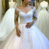 Graceful Tulle Wedding Dress Ball Gown V Neck Full Sleeve