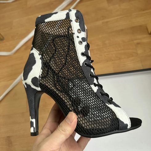 Sexy High Heels Hollow Mesh Sandals for Summer Fashion Comfort Peep Toe Stilettos Jazz Dance Female Shoes Plus Size