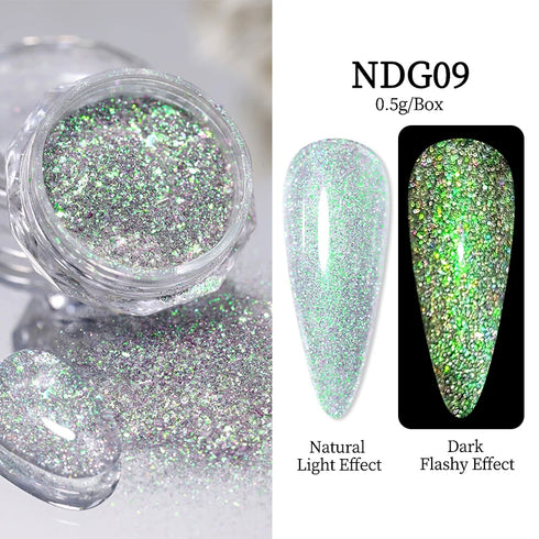 Sparkly Chameleon Nail Glitter Flakes - Irregular Gradient Sequins Powder for Gel Polish Nail Manicure Decoration and DIY Charms
