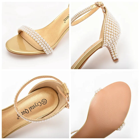 Elegant Beaded Open-Toe Sandals with Thin Heels for Weddings and Parties