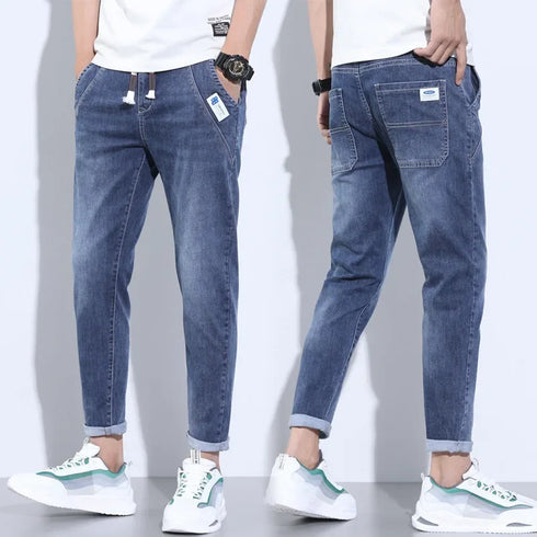 Korean Street Luxury Work Pants Men's Jogger Jeans Denim Wear