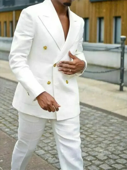 Ivory Men's Tuxedo Suit Set for Business and Formal Events