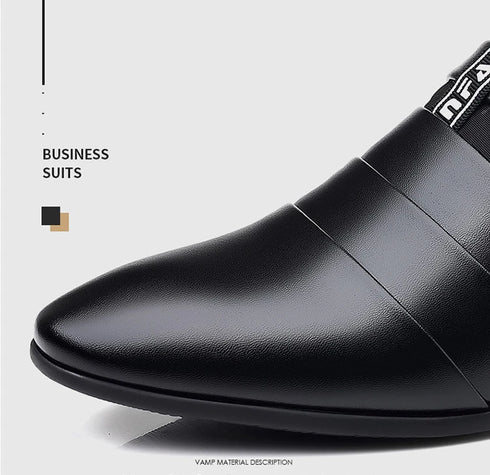 Luxurious Men's Leather Oxfords - Breathable Formal Dress Shoes for Office, Weddings, and Daily Wear, Elegant Slip-On Moccasins with Rubber Outsole