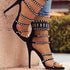 Stylish Women's Gladiator Sandals with Open Toe, Elegant Diamond and Pearl Ankle Strap, Back Zipper Closure, Thin High Heels - Perfect for Parties and Special Occasions