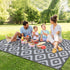 Outdoor Plastic Straw Rug Modern Geometric Waterproof Reversible Mat for Patio Porch Backyard Picnic