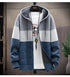 Men's Fleece Knit Sweater Coat with Stripes - Stylish Casual Jackets and Hoodies for Winter and Autumn, Thick Warm Windbreaker Pullovers for Everyday Wear