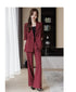 Elegant Women's Casual Blazers Coat and Wide Leg Pants Set - Professional Two Piece Suit for Autumn Style and Comfort