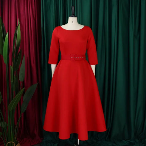 Elegant Women Party Dresses A Line with Waist Belt for Classy Office and Wedding Guests