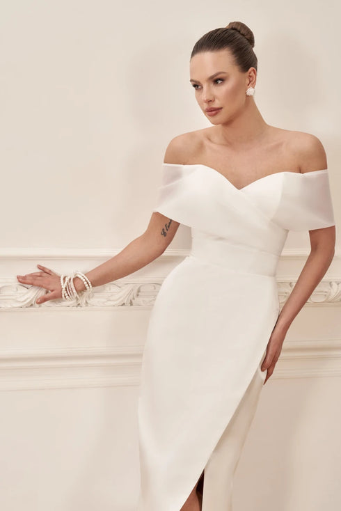 Vestidos De Novia Simple Satin Ankle Length Wedding Dress