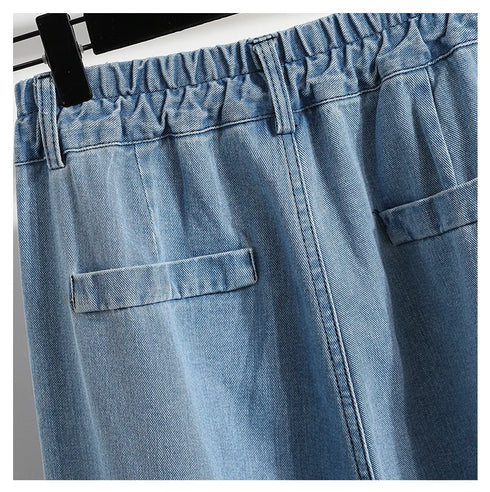 Women Casual Jeans Korean Style Streetwear Loose High Waist Denim Pants