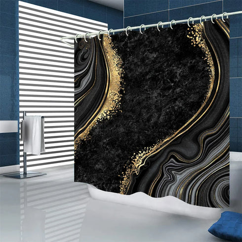 4 Piece Doormat Shower Curtain Set with Non-Slip Rugs Toilet Seat Cover and Bath Carpet for Bathroom Decor