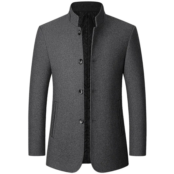 Men's Cashmere Blazers and Jackets for Business Casual Wear - Slim Fit Stand-up Collar Coats Perfect for Autumn and Winter