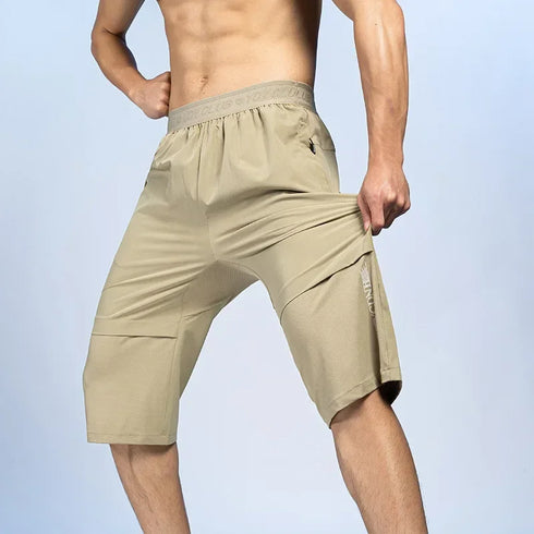 Men's Summer Shorts Breeches Light Long Calf Length Bermuda Quick Dry Elastic Waist Band