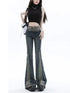 Vintage Y2K Inspired Low Waist Flare Jeans for Women - Perfect for Fall Outfits and High Street Style with Embroidery and Distressed Details