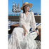 Elegant Embroidery White Lace Long Dress for Women Evening Occasion