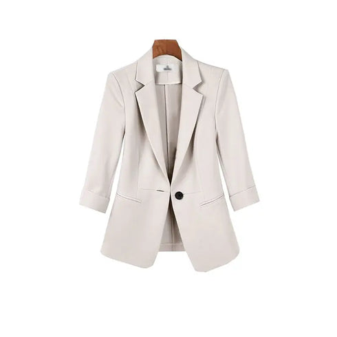 Elegant Women's Casual Blazers Jacket and Slim Fit Pants Two Piece Suit for Professional Summer Wear - Stylish Korean Inspired Outfit Set