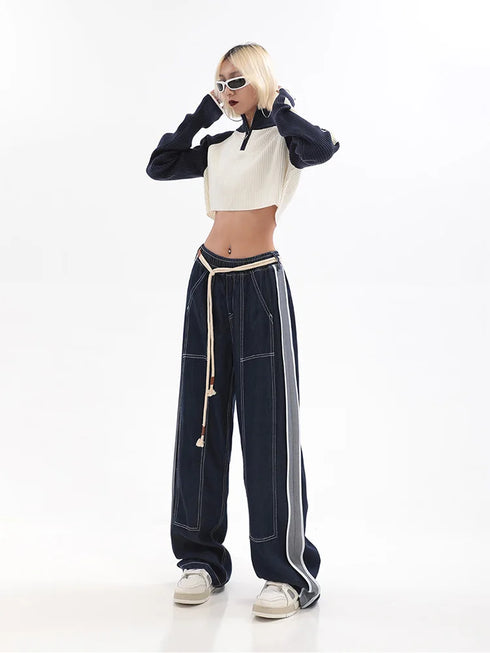 Womens Baggy Denim Jeans - High Waist Straight Leg Streetwear Trousers for Effortless Fall Outfits with Jeans, Perfect for Any Season