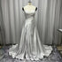 Customized Plus Size A Line Satin Strapless Wedding Dress Gowns