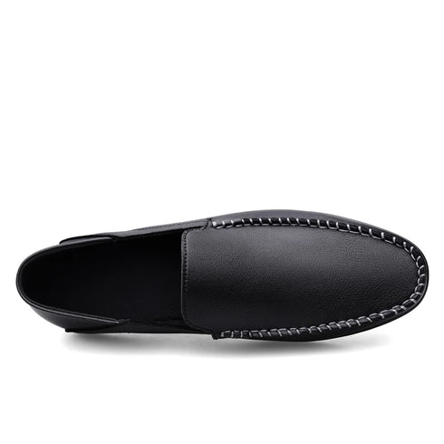 Luxury Genuine Leather Men's Casual Slip-On Loafers, Italian Moccasins, Breathable and Comfortable Boat Shoes in Plus Sizes 46 and 47