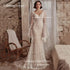 Boho Mermaid Wedding Dress Long Sleeve Lace Illusion V Neck Backless Bridal Gown
