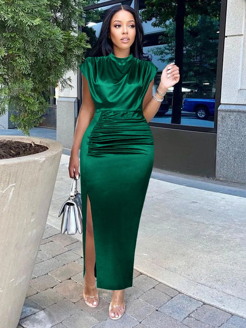 Long Dress Women Party Pleated Bandage Elegant Evening Maxi Dresses
