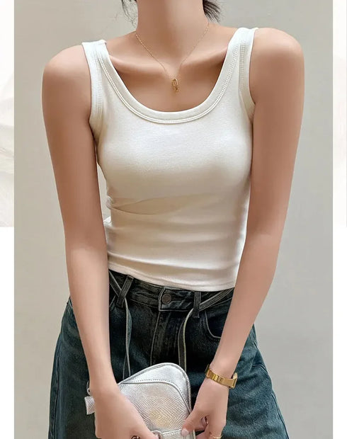 Casual Women's Off Shoulder Crop Tank Tops - Summer Ribbed Cotton Sports Vest for Y2K Style and Comfortable Everyday Wear