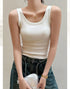 Casual Women's Off Shoulder Crop Tank Tops - Summer Ribbed Cotton Sports Vest for Y2K Style and Comfortable Everyday Wear