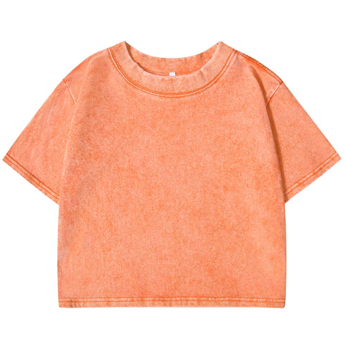 Slim Washed Cotton T-Shirt Women Casual Sport Short Sleeve Retro Tee Shirt