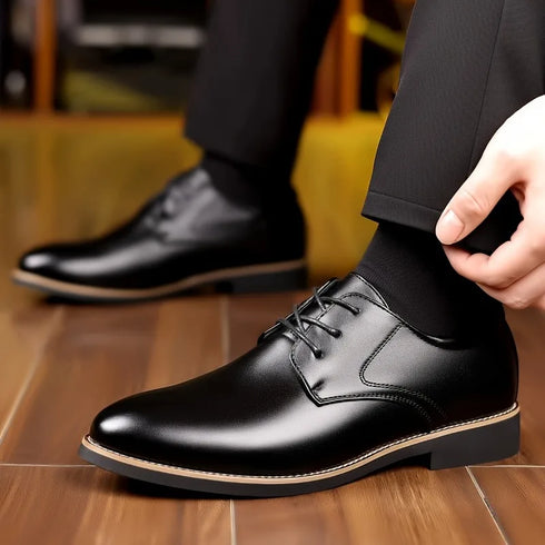 Large Size Leather Business Dress Shoes for Men Soft Sole Derby Style Wedding Footwear