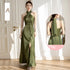 Backless Satin Sleeveless Ankle-Length Evening Dress for Bridesmaid Dress with Built-In Bra and Bow